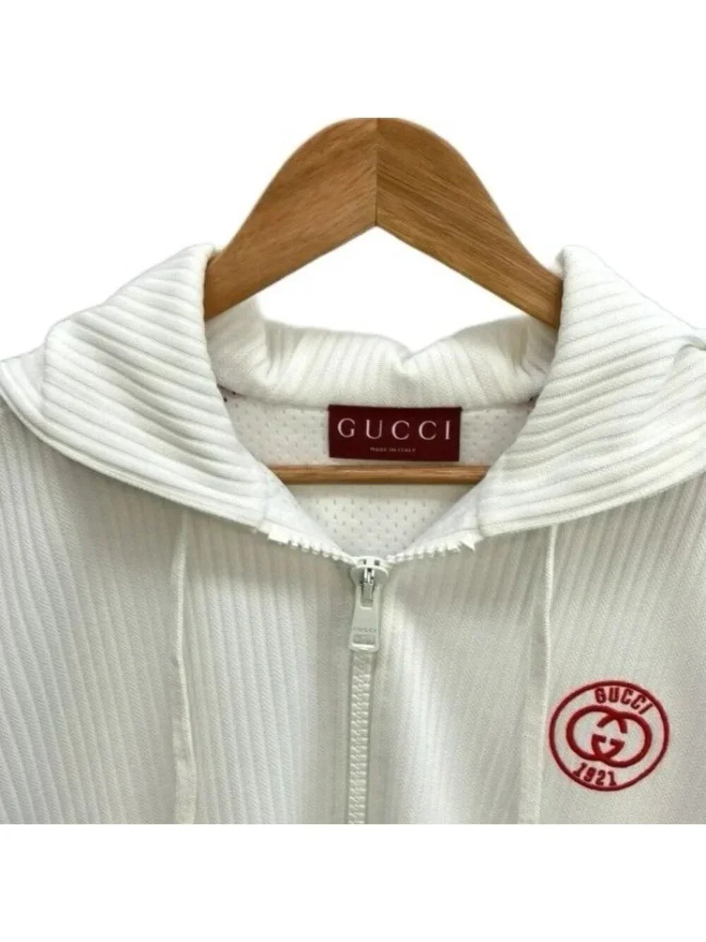 Gucci Web Stripe Hoodie Long Sleeve Zip Up Interlocking G Logo Embroidery M